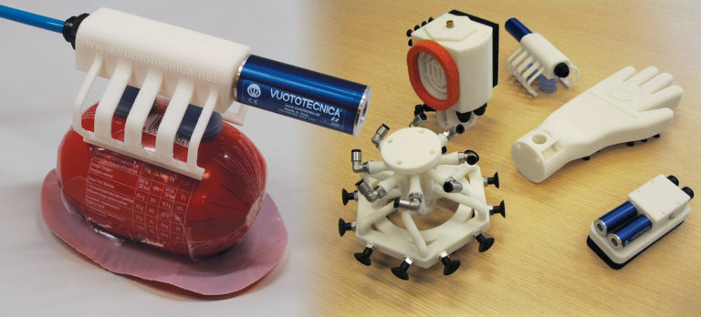 SPECIALE ROBOTICA: Sistema di presa a depressione Octopus, con testine personalizzate realizzate con stampante 3D