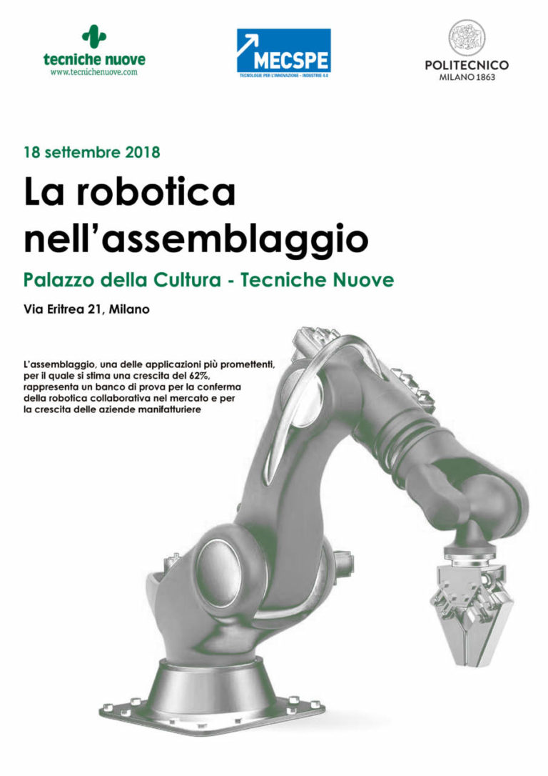 Il 18 settembre a Milano si parla di assemblaggio e robotica collaborativa