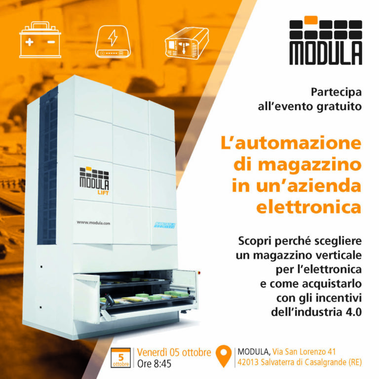 Modula per l’elettronica, seminario gratuito sulla logistica 4.0