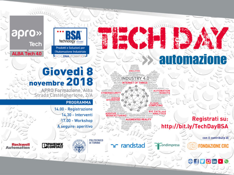TechDay: l’8 novembre ad Alba, hub tecnologico per l’automazione