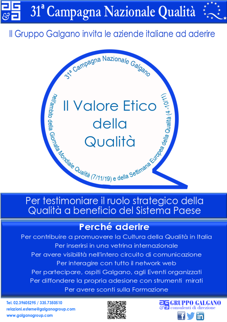 Galgano rilancia il valore etico della qualità