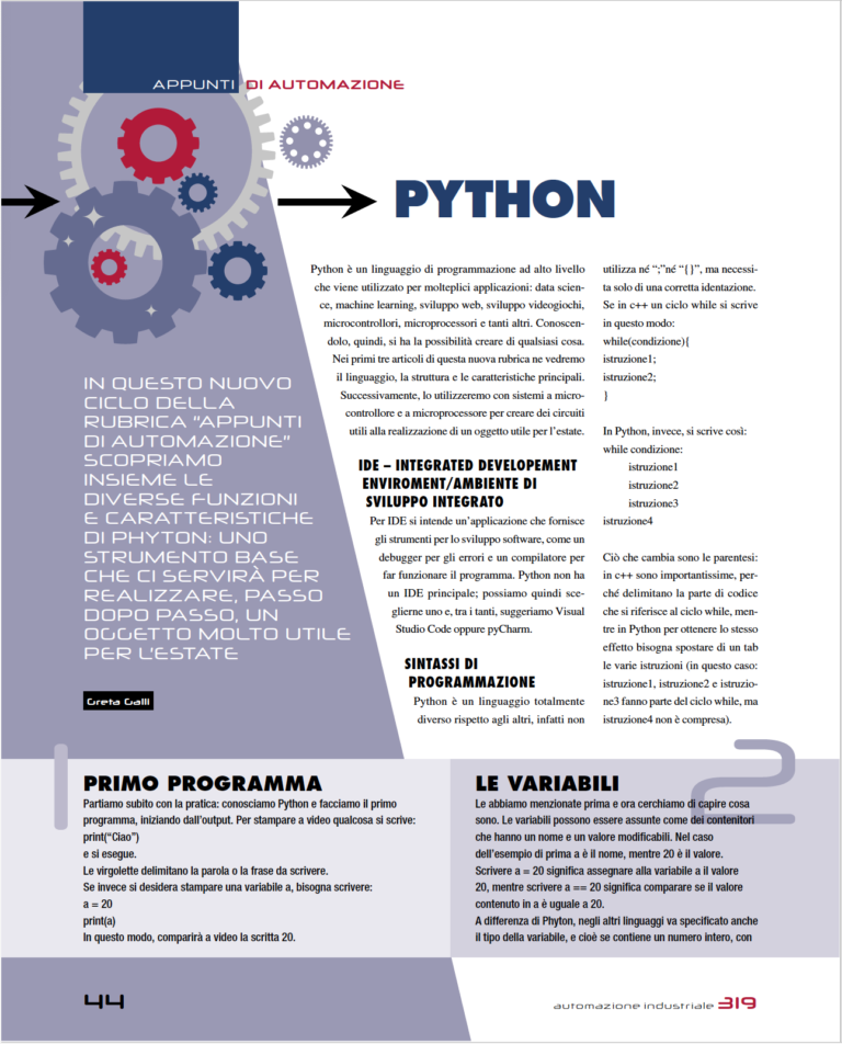 prima pagina dell'articolo Phyton su Automazione Industriale