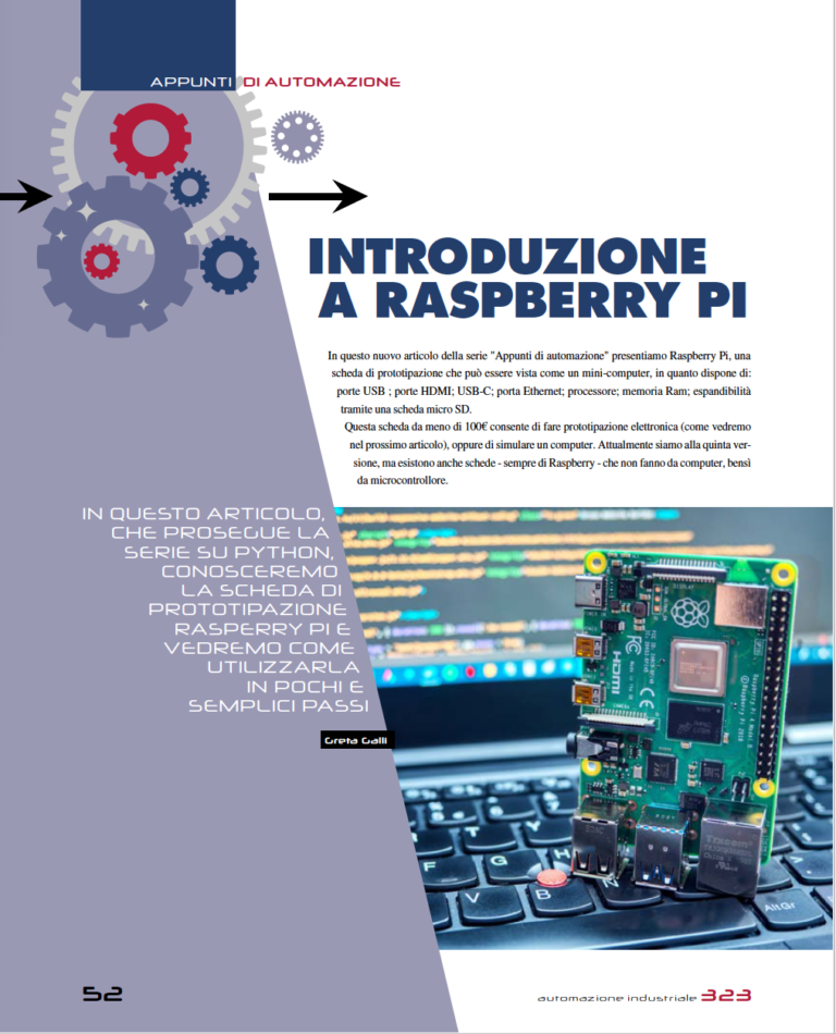 Lezione 9. Introduzione a Raspberry Pi