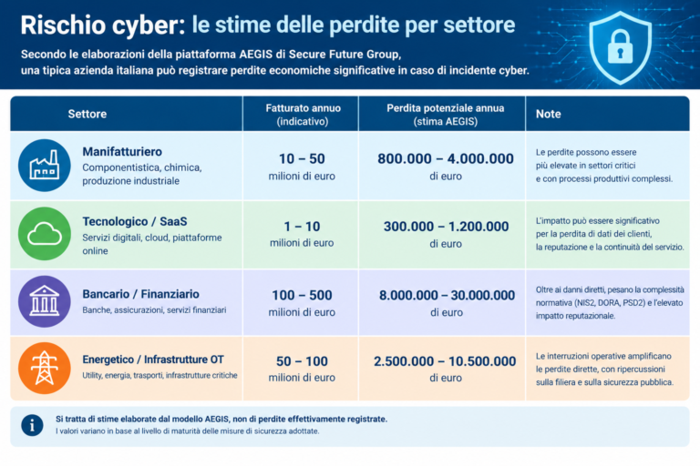 Rischio cyber, per le imprese italiane perdite fino a milioni di euro l’anno