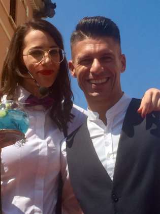 Gulia Costa alla presentazioine del cocktail Poison Voodoo con Bruno Vanzan