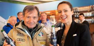 Il presidente Fisi Flavio Roda brinda al debutto dell'analcolica Forst 0,0% con Cellina von Mannstein di Birra Forst