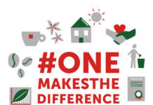 L’obiettivo carbon neutral di illycaffè inizia dai materiali monouso Logo dell'iniziativa #onemakesthedifference