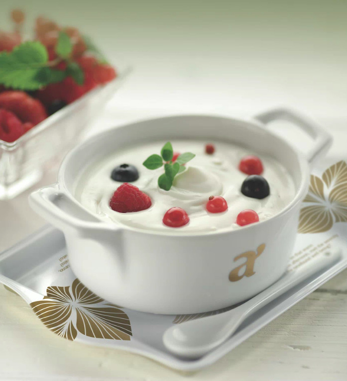 Crema Yogurt con frutti di bosco nella terrina di ceramica da 120g con i nuovi decori Arthemia