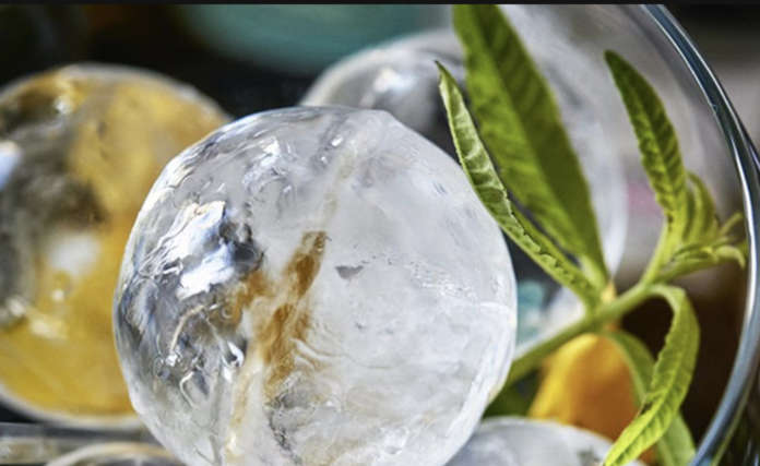 Ice Cube Balls in cocktail