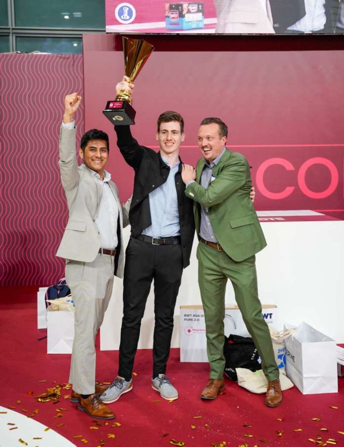 Daniele Ricci vincitore categoria Barista tra Giacomo Alberti di IEG e Alberto Polojac di SCA Italy