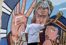 Il nuovo murales di Maupal è sulla terrazza di un cocktail bar romano