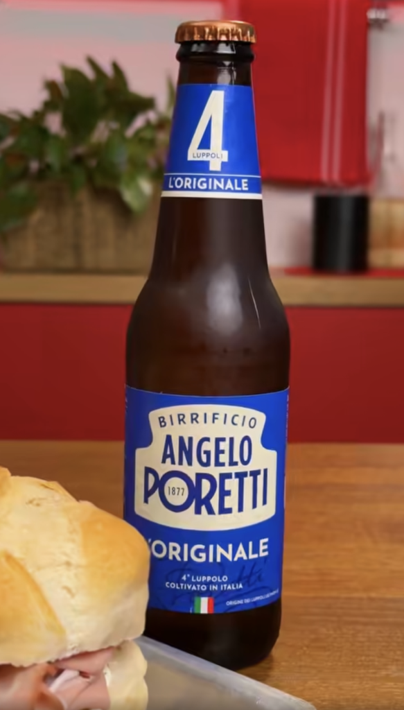Michetta farcita con Mortadella e Birra Lager 4 Luppoli Angelo Poretti