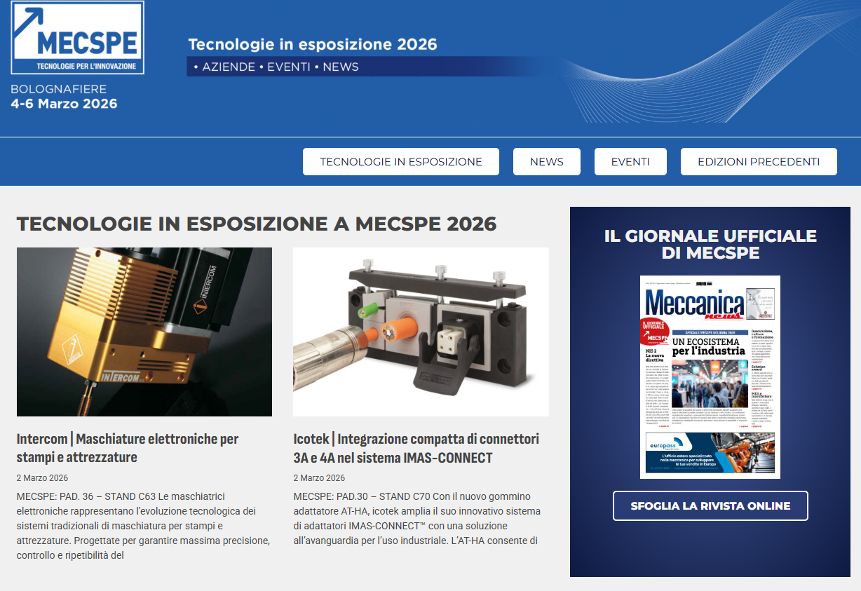 Tecnologie in esposizione a MECSPE: una selezione da Meccanica News