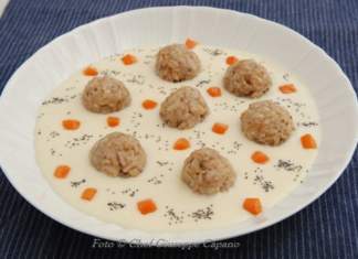 Crema di patate con polpettine di farro e porcini