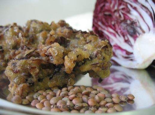 Frittelle di lenticchie e radicchio al limone
