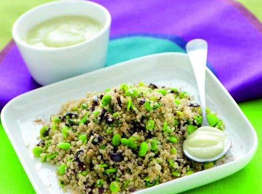 Quinoa con fave e olive in salsa di finocchi