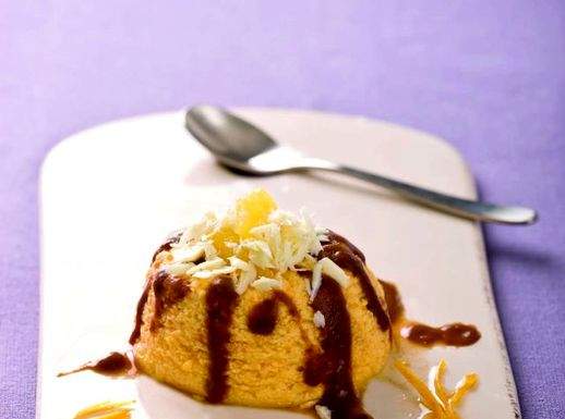 Flan di zucca all'arancia e cannella con salsina al cacao 518