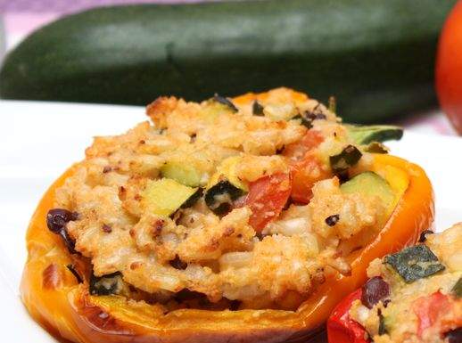 Peperoni ripieni con farcia di magro al riso - cotti