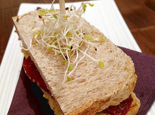 Piccolo tramezzino con crema di ceci e pomodori secchi 518