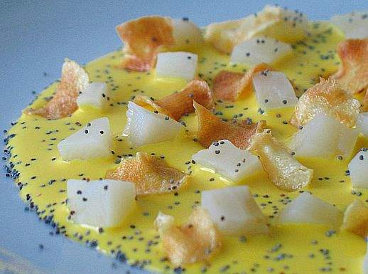 Fonduta gialla con topinambur morbido e croccante 518