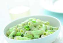 rigatoni con pesto di fave