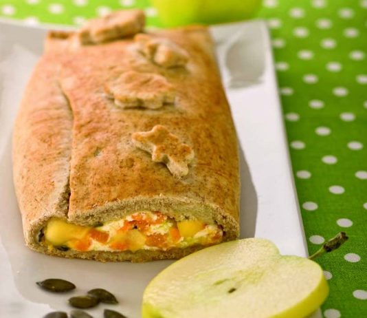 Strudel di zucca, mele e porri