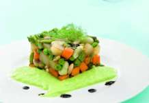 Antipasto tiepido di verdure novelle con salsa di fave