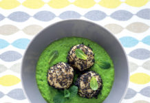Canederli in crema di piselli alla menta