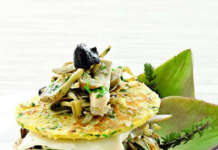 Crespelle di ceci con carciofi e formaggio caprino