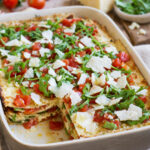 Lasagnette di pane azzimo con pomodorini e formaggio