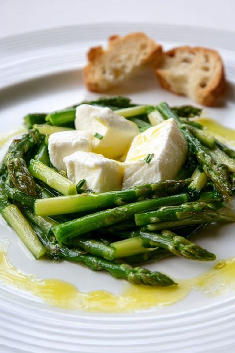 Nidi di asparagi all'erba cipollina e mozzarella