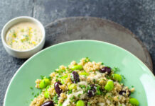 Quinoa con fave e olive in salsa di finocchi