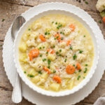 Minestra di riso con porri, patate e cavolfiore