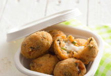 Supplì ai piselli con ragù di funghi