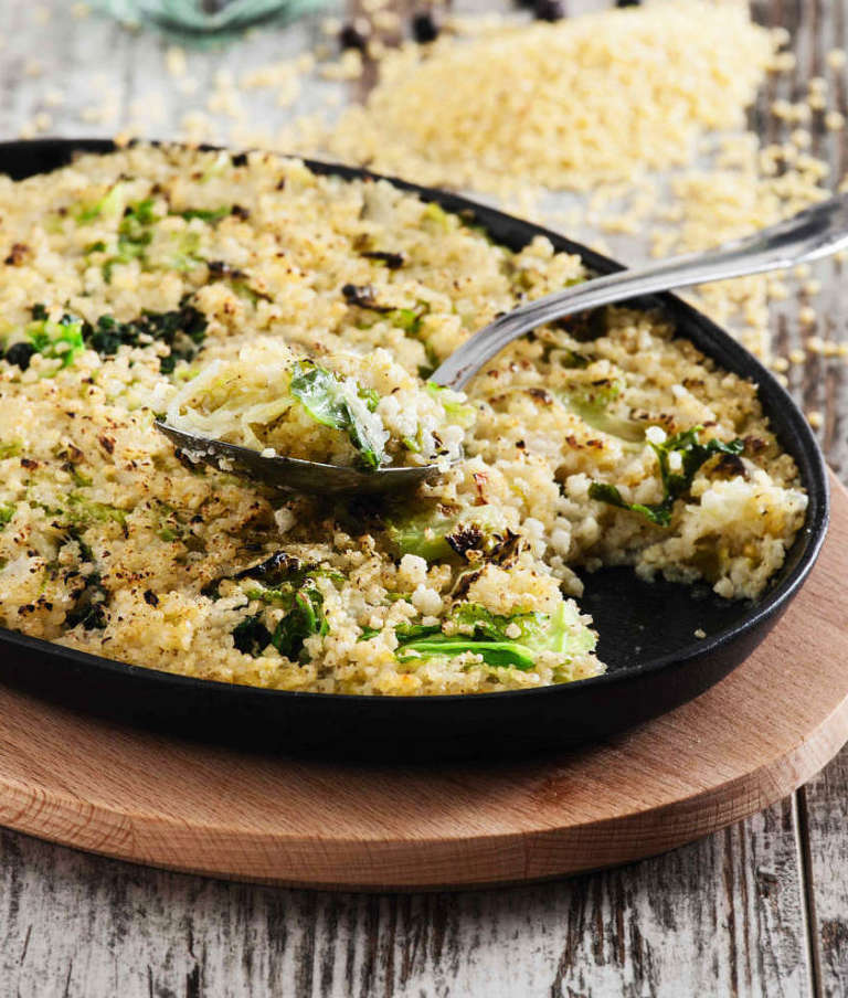 Gratin di miglio e cavolo verza