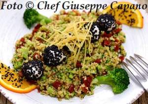 Broccoletti, bulgur e pomodori secchi con mozzarella 318