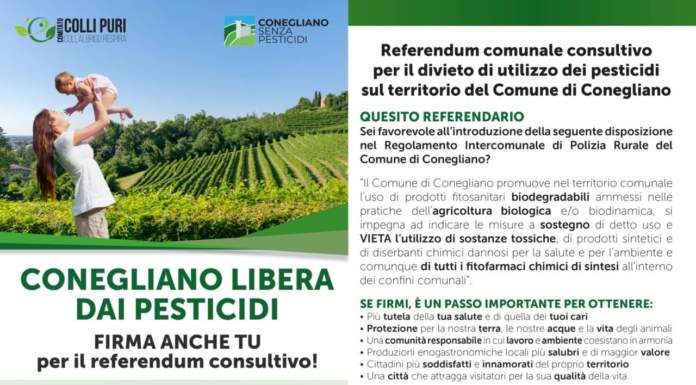 “Conegliano senza pesticidi” : iniziata la raccolta delle firme per il referendum