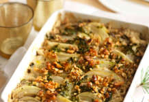 Teglia di finocchi e sedano rapa alle noci