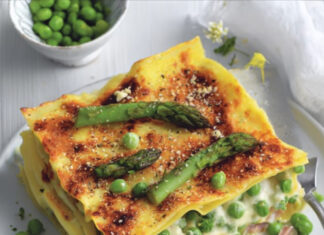 Lasagne con verdure di primavera e mozzarella di bufala