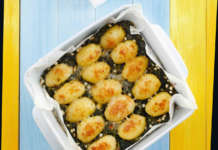 Gratin di patate novelle con crema di spinaci