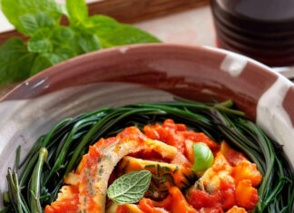 Tagliatelle di frittata con barba di frate