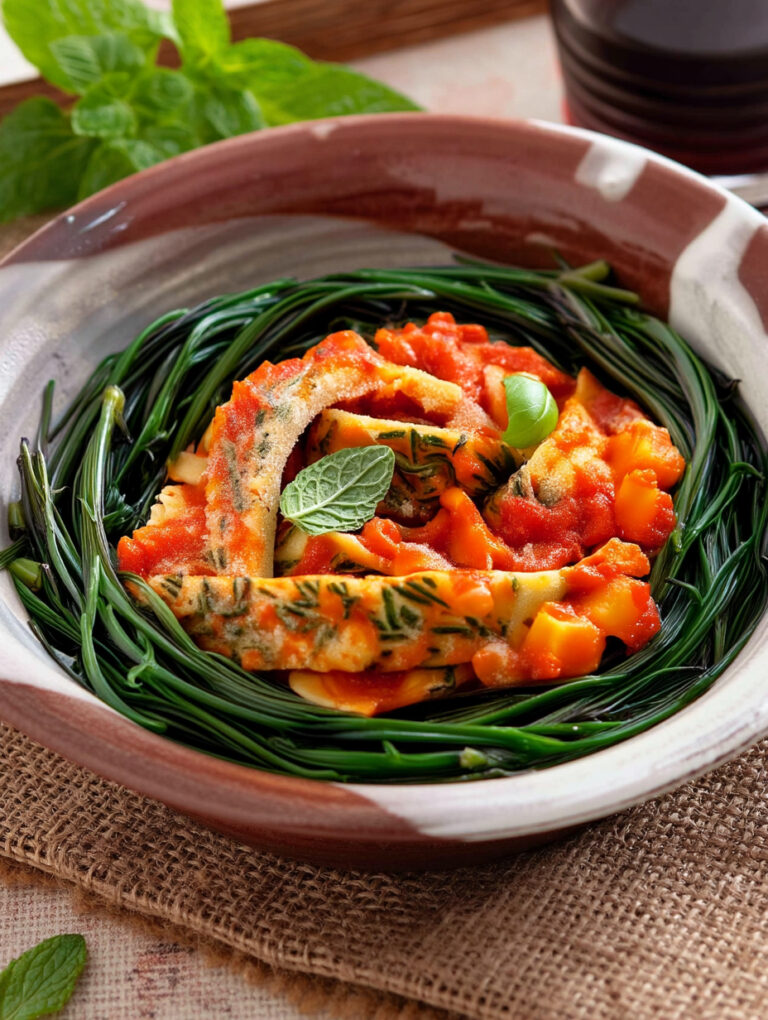 tagliatelle-frittata-barbe-di-frate Tagliatelle di frittata con barba di frate