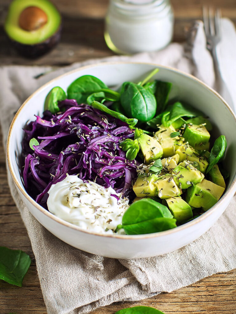 Insalata cappuccio avocado e spinacino