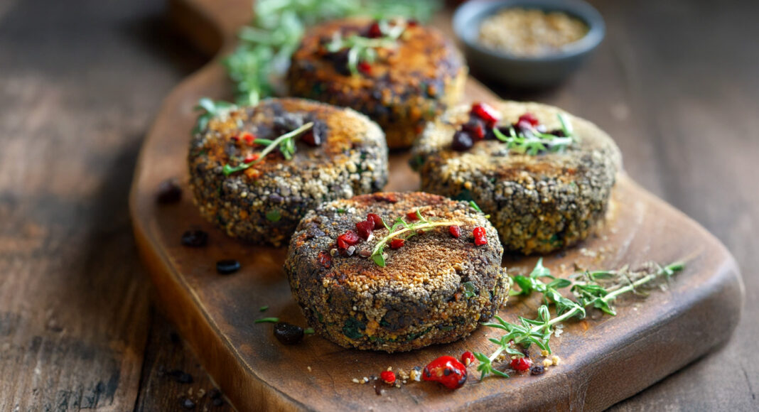 Burger compatti di fagioli neri, vegan e senza glutine