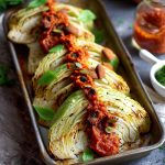 Fette di cappuccio grigliate con salsa di pomodori secchi