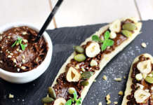 Banane con giardino al cioccolato