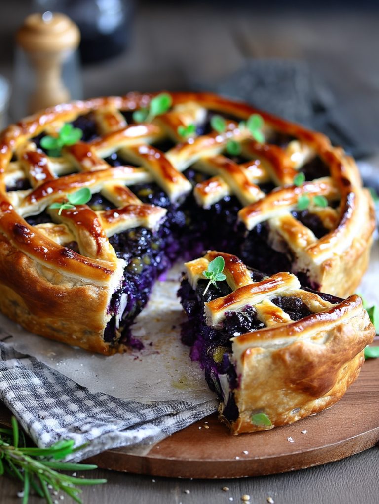 Torta salata con cavolo cappuccio viola
