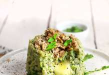 Tortino di orzo in crema di broccoli con cuore di brie