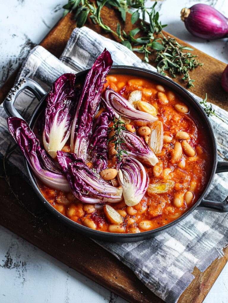 Cacciucco vegano di fagioli con radicchio