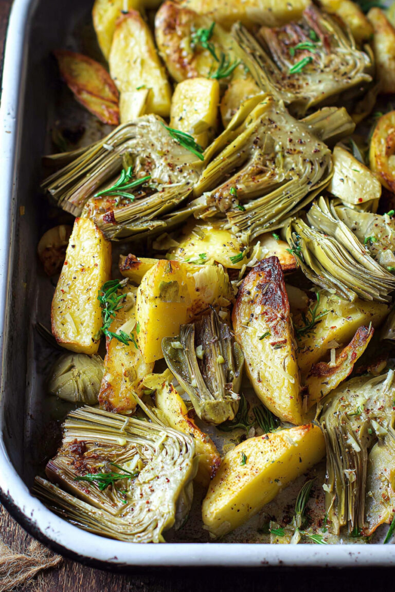 Carciofi e patate veloci al forno
